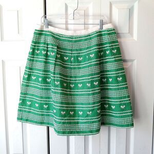 Talbots Skirt Size 12 Green White Tennis Racket Embroidered Eyelet Cotton